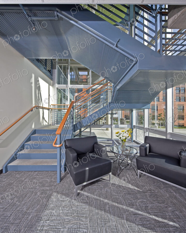 Lobby Seating and Stairs in an Office Building
