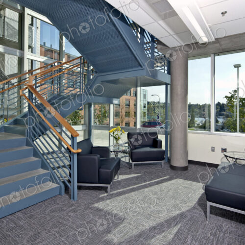 Lobby Seating and Stairs in an Office Building Lobby Seating and Stairs in an Office Building