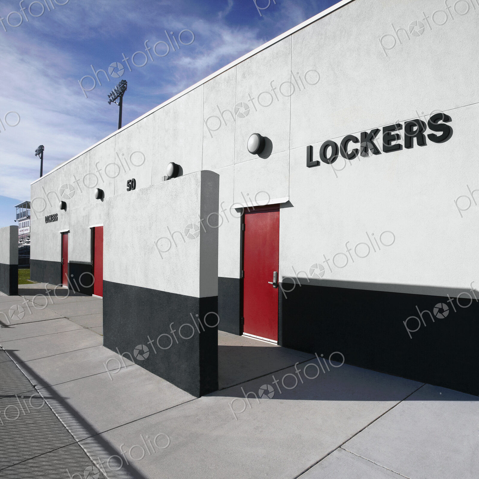 Locker Rooms With Red Doors