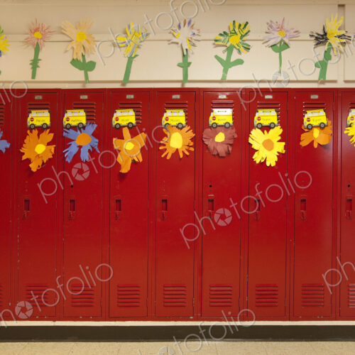 Lockers In A School Hallway