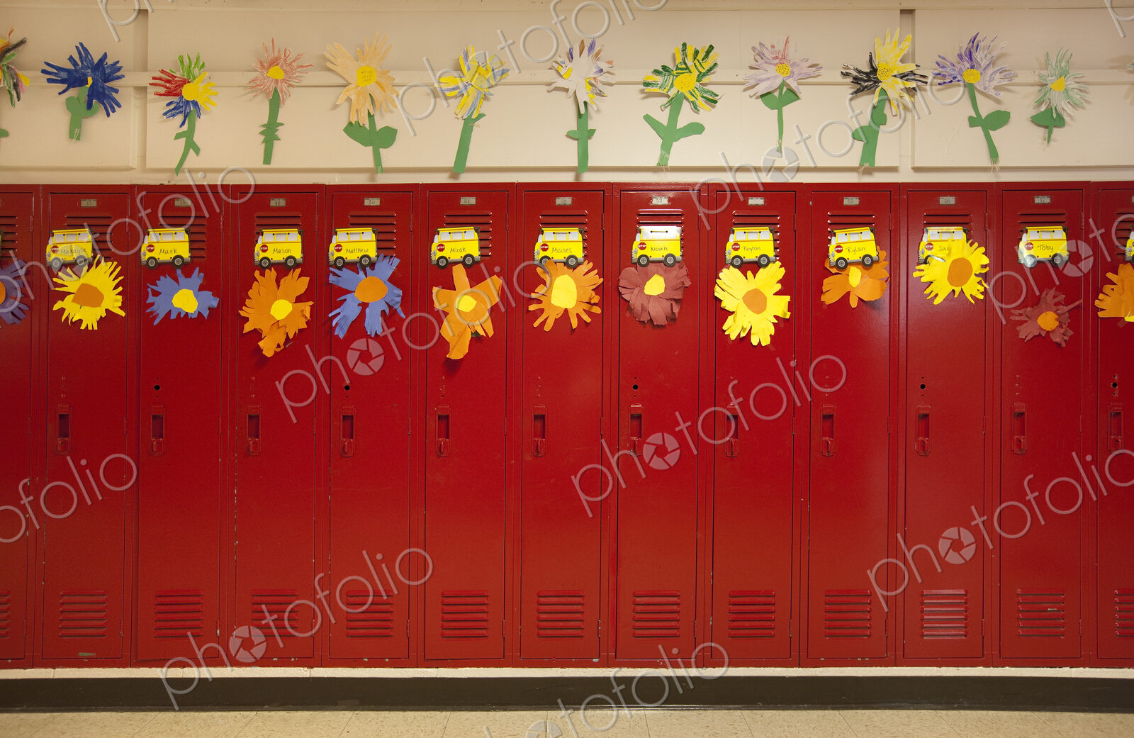 Lockers In A School Hallway