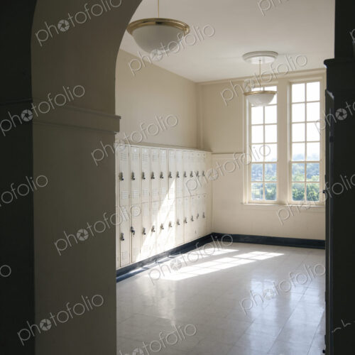 Lockers in a School Hallway