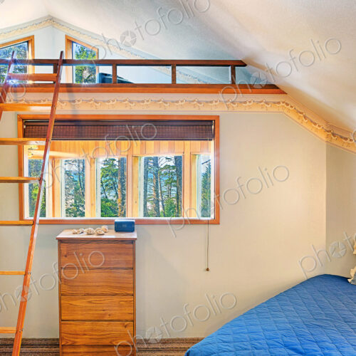 Loft bed in modern bedroom
