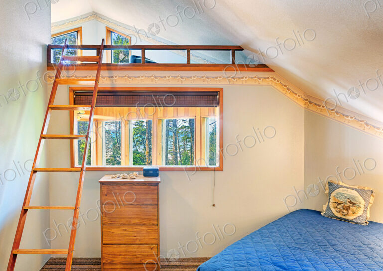 Loft bed in modern bedroom