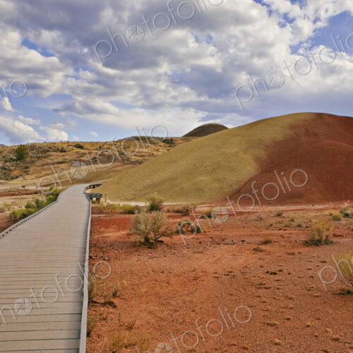 Long boardwalk into Painted Cove, a wheelchair accessible route across the deserts of… Long boardwalk into Painted Cove, a wheelchair accessible route across the deserts of…