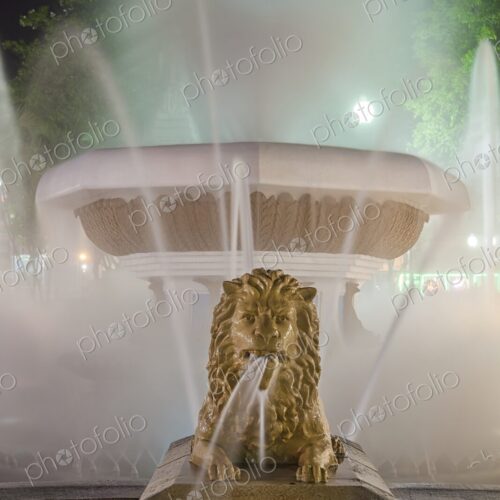 Long exposure night view of the Fountain of the Lions in Plaza Las Delicias, Ponce,… Long exposure night view of the Fountain of the Lions in Plaza Las Delicias, Ponce,…