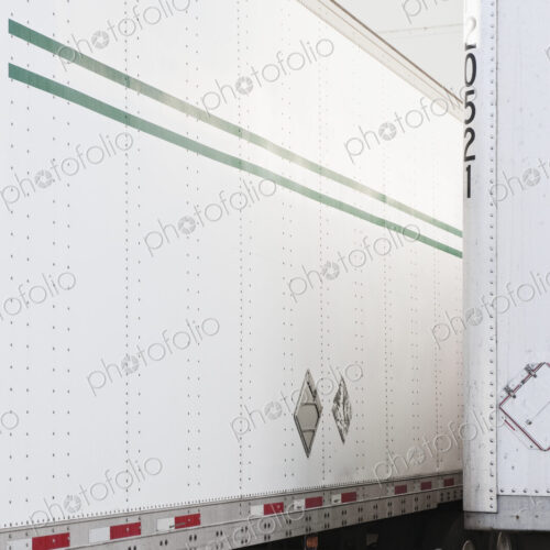Lorries docked at a distribution centre.