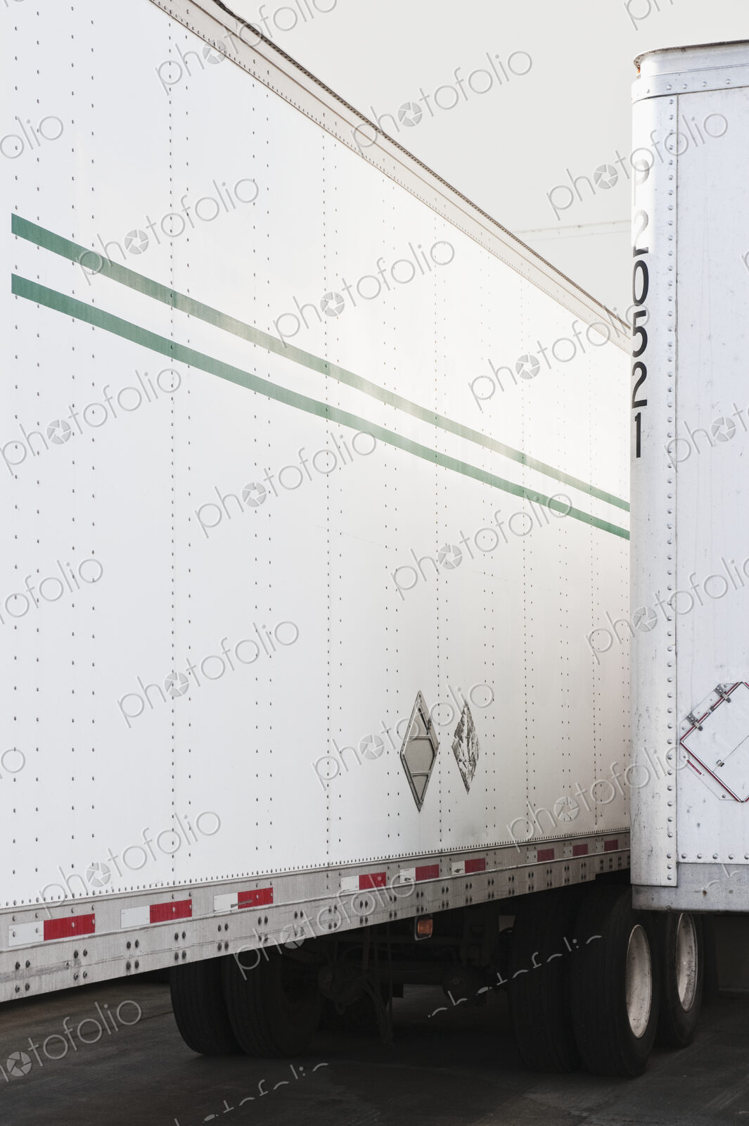 Lorries docked at a distribution centre.