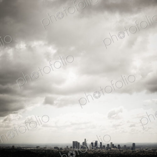 Los Angeles Skyline Beneath Cloudy Sky Los Angeles Skyline Beneath Cloudy Sky