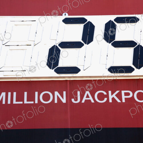 Lottery sign with winning value