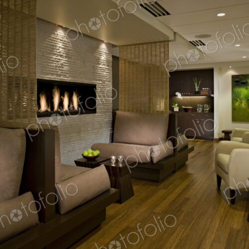 Lounge area in empty spa