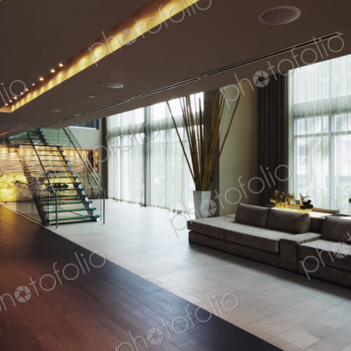 Lounge area in hotel lobby