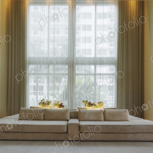 Lounge sofa in hotel lobby
