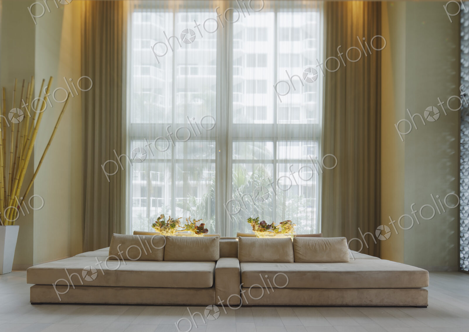 Lounge sofa in hotel lobby