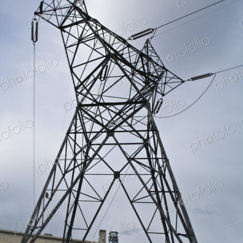 Low Angle View Of High Voltage Tower Low Angle View Of High Voltage Tower