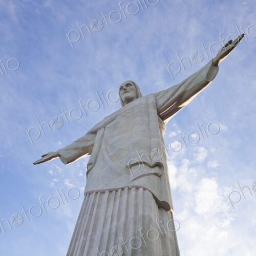 Low angle view of colossal Christ Redeemer statue, Corcovado, Rio de Janeiro, Brazil. Low angle view of colossal Christ Redeemer statue, Corcovado, Rio de Janeiro, Brazil.