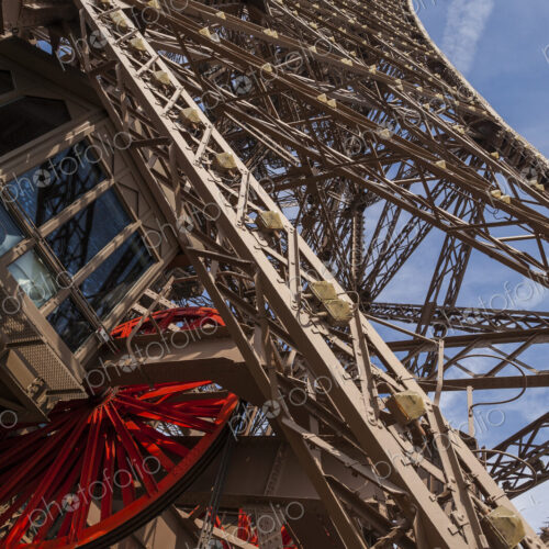 Low angle view of metal tower, Paris, Ile-de-France, France