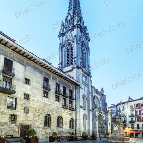 Low angle view of ornate church, Bilbao, Biscay, Spain Low angle view of ornate church, Bilbao, Biscay, Spain