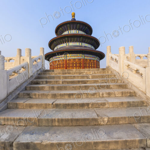Low angle view of staircase leading to the Temple of Heaven, Hall of prayer for the… Low angle view of staircase leading to the Temple of Heaven, Hall of prayer for the…