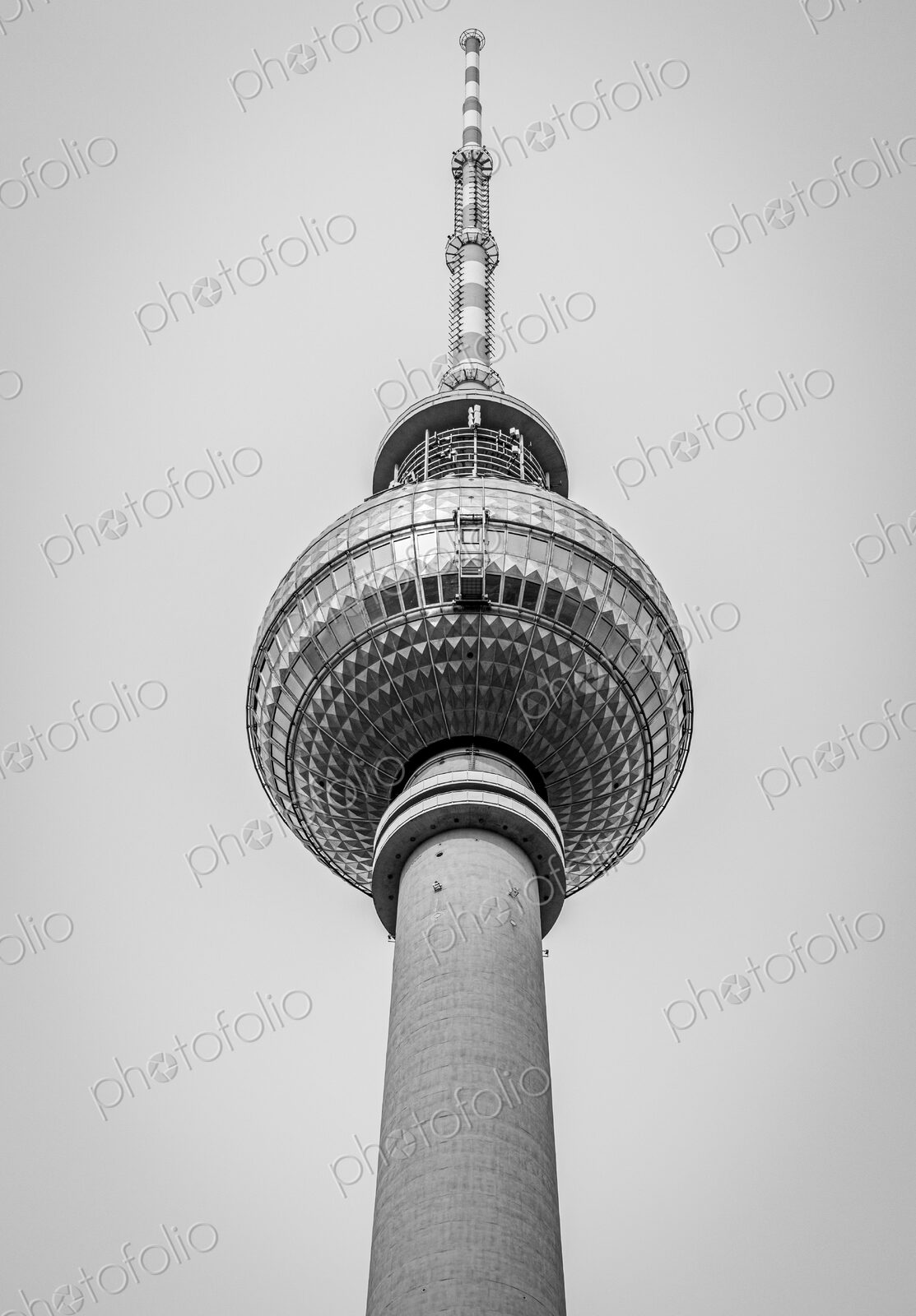 Low angle view of the TV Tower in Berlin, Germany.