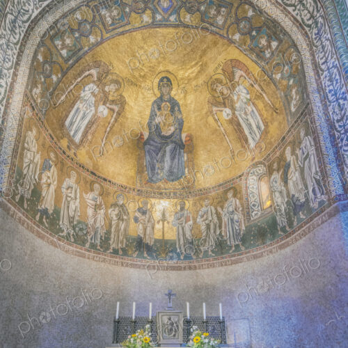Low angle view of the dome of Trieste Cathedral, Italy. Low angle view of the dome of Trieste Cathedral, Italy.