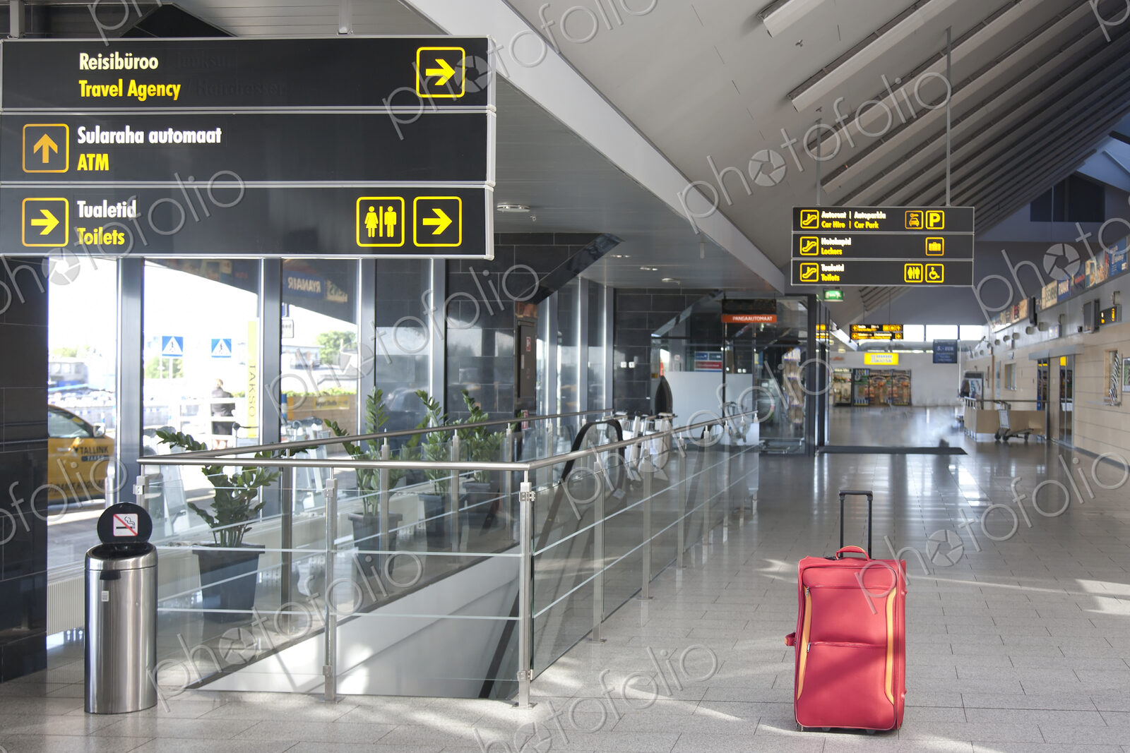 Luggage Sitting Alone in an Airport Terminal