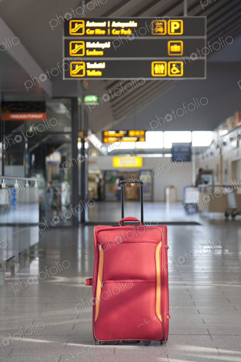 Luggage Sitting Alone in an Airport Terminal