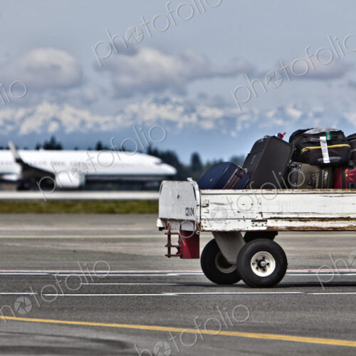 Luggage Trailer on the Airport Tarmac