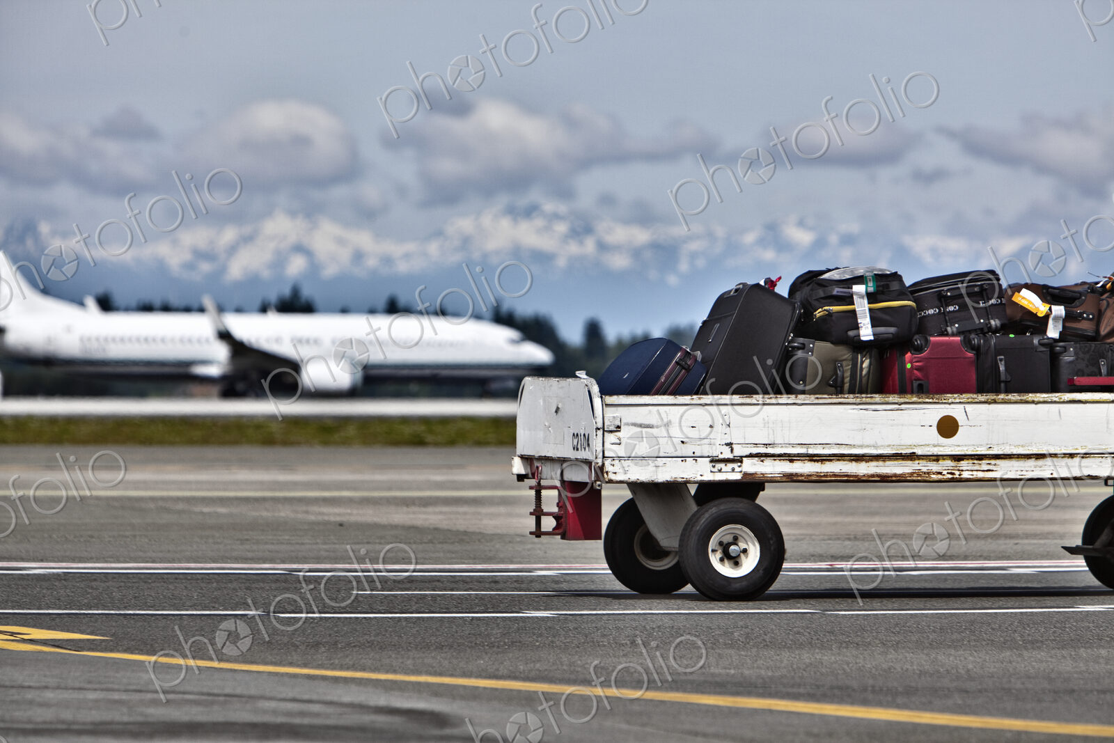 Luggage Trailer on the Airport Tarmac