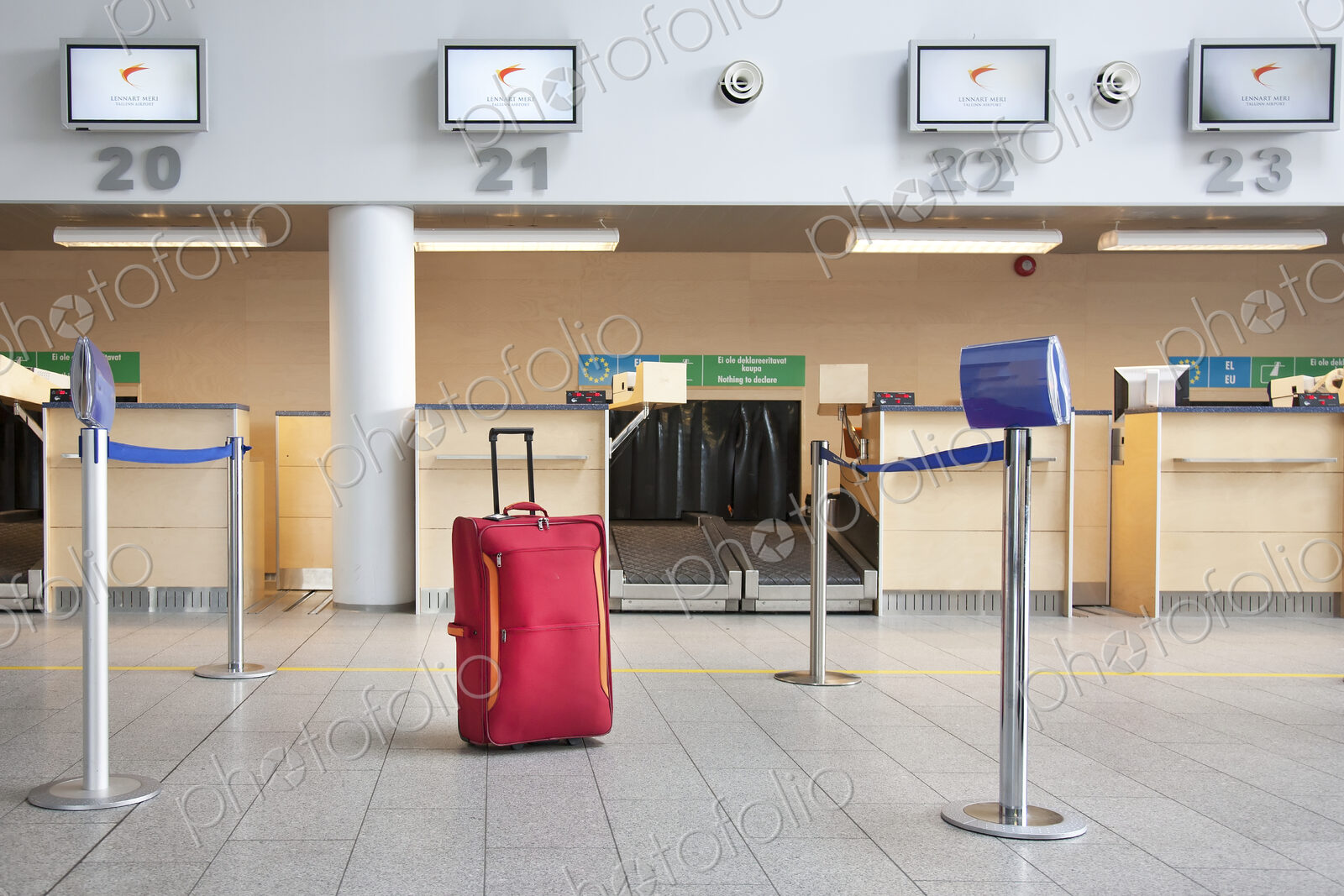 Luggage at an Airline Check-In Counter