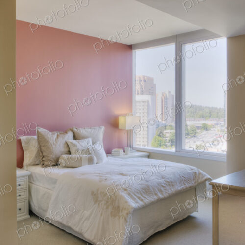 Luxury bedroom in highrise apartment