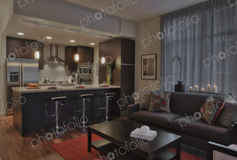 Luxury kitchen and living room