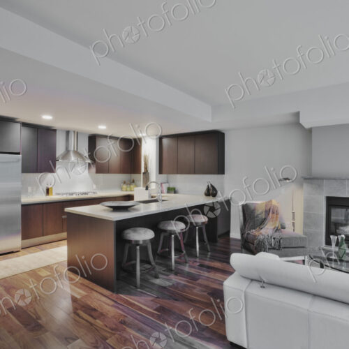 Luxury kitchen and living room