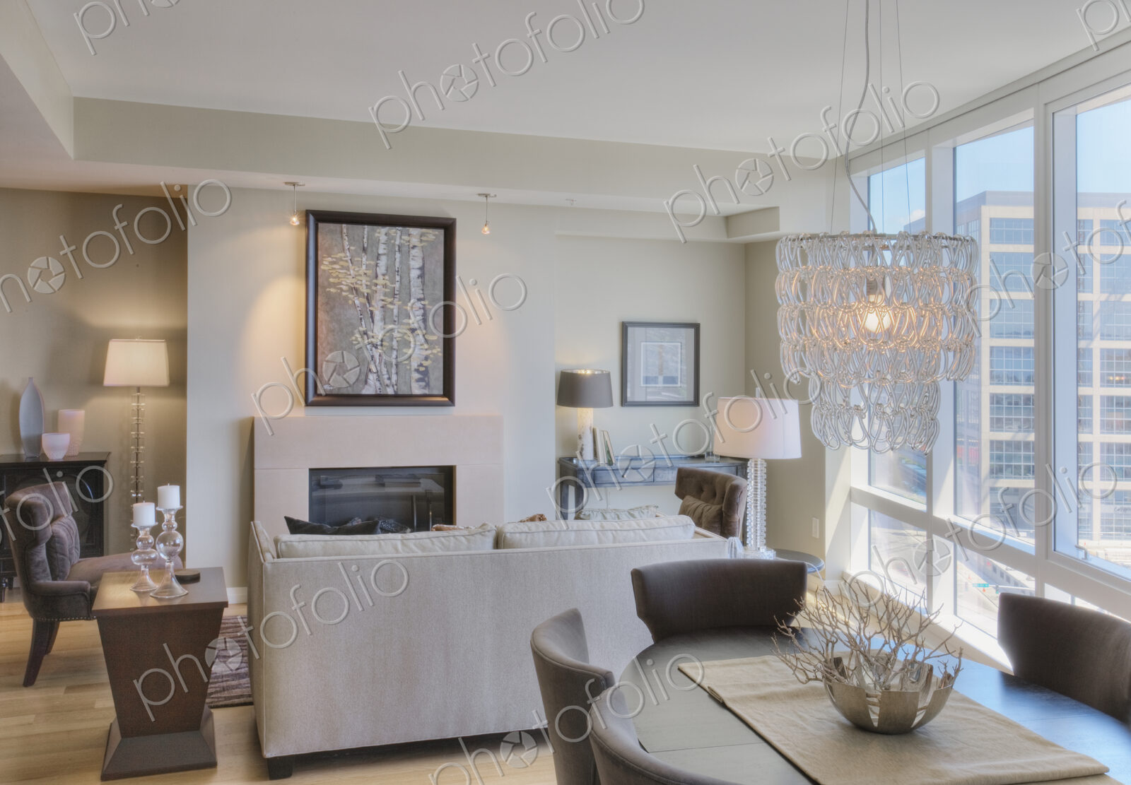 Luxury living room in highrise apartment