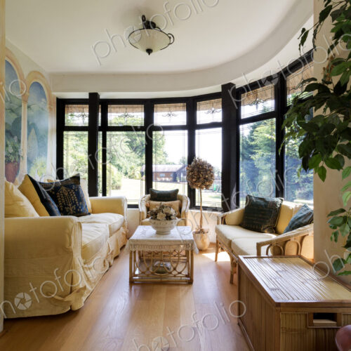 Luxury living room with bay windows Luxury living room with bay windows