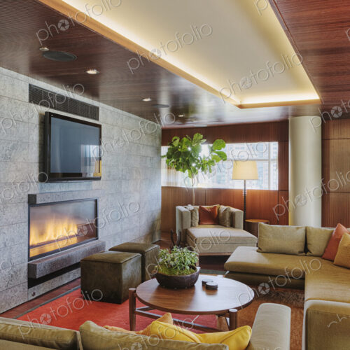 Luxury living room with fireplace