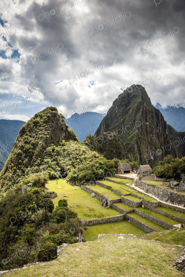 Machu Picchu, the Inca citadel high in the Andes, above the Sacred Valley, plateau…