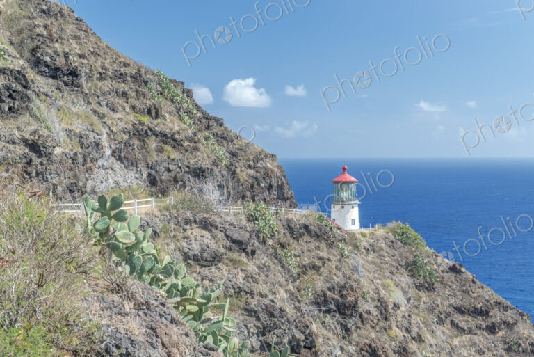 Makapuu Point Light, the lighthouse on the steep cliffs on the North Shore.