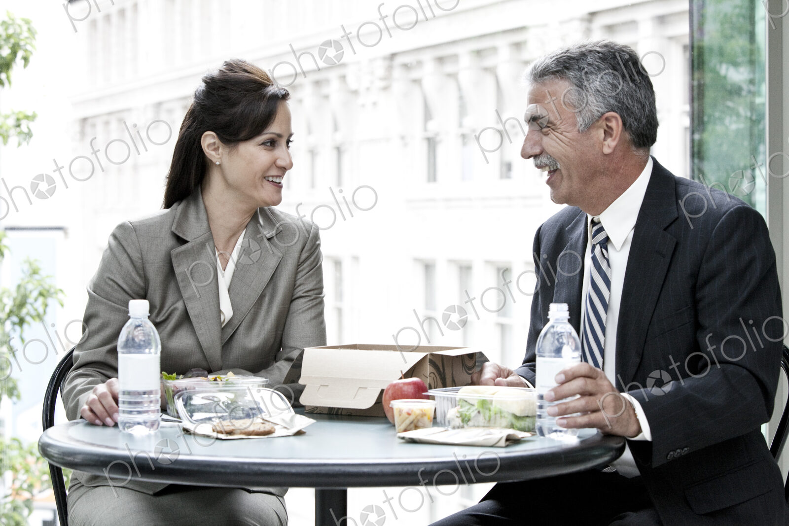 Man and woman having a business lunch