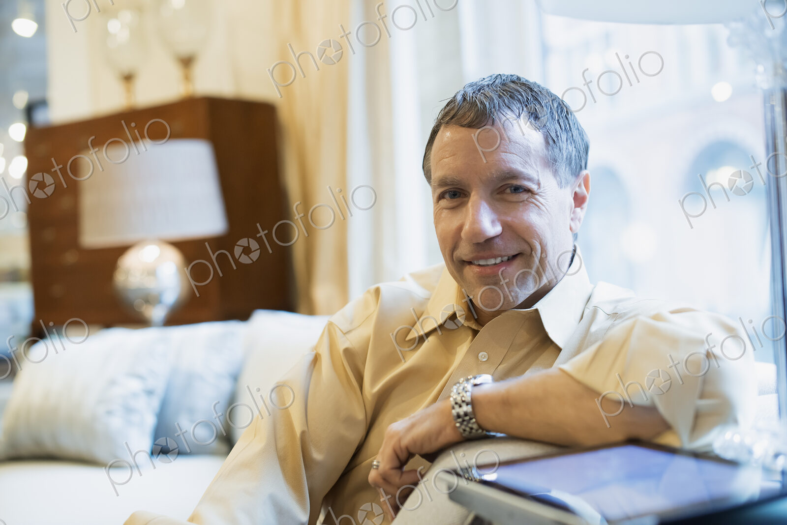 Man relaxing at home