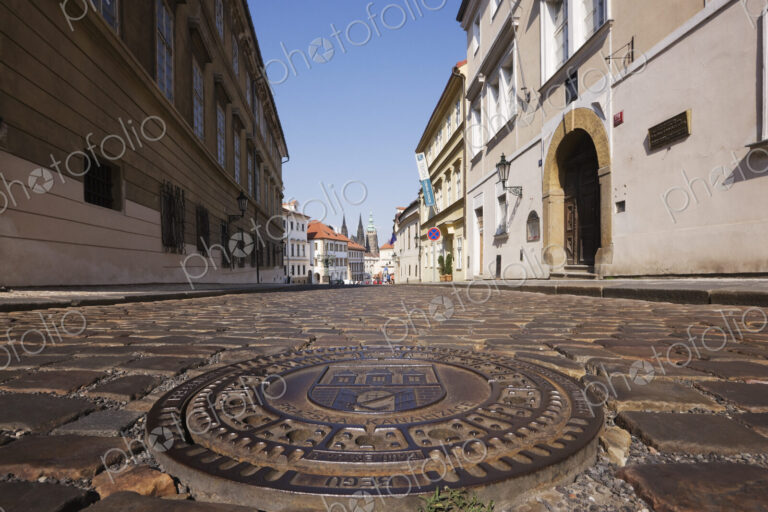 Manhole Cover on a Street in Hradcany