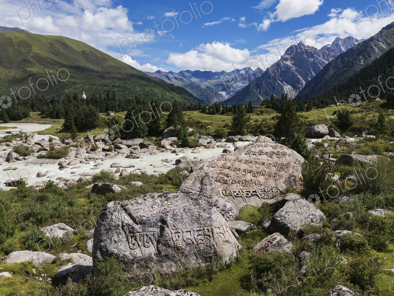 Mani Rocks and Rugged Peaks, Yulong Lacuo Scenic Area, Cuobacun, Sichuan Province,…