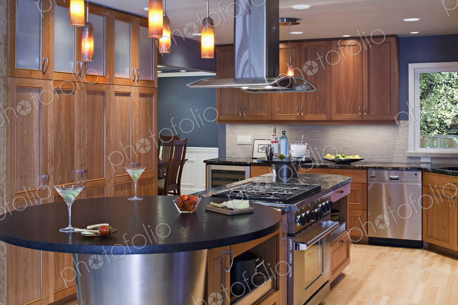 Martinis on modern kitchen table