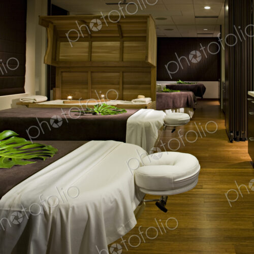 Massage tables in empty spa
