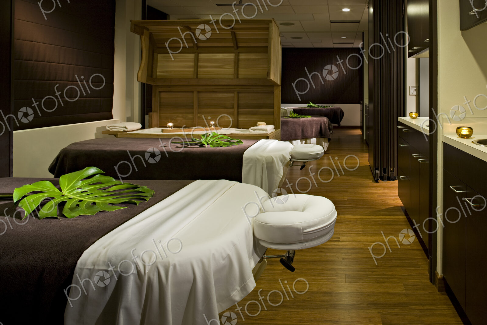 Massage tables in empty spa