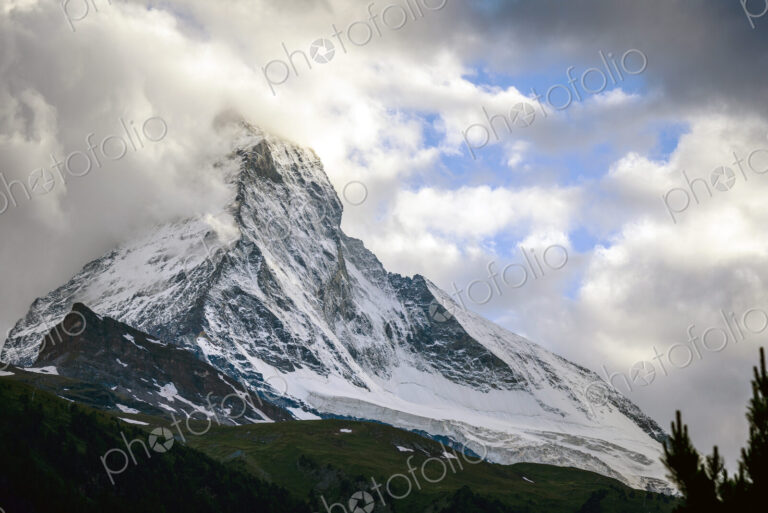 Matterhorn mountain and cloudy sky, Zermatt, Switzerland
