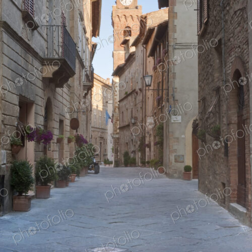Medieval Street and Clock Tower Medieval Street and Clock Tower