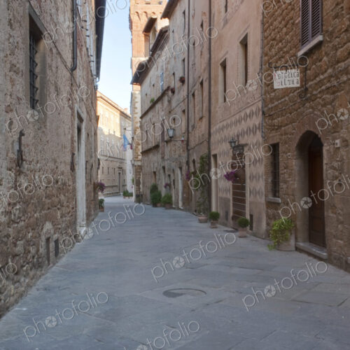 Medieval Street and Clock Tower Medieval Street and Clock Tower