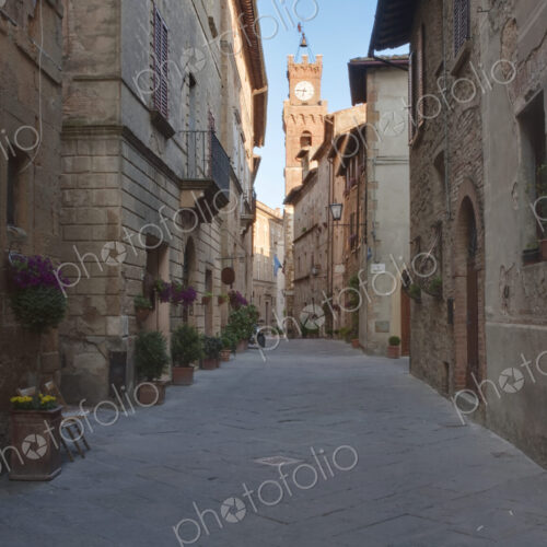 Medieval Street and Clock Tower Medieval Street and Clock Tower