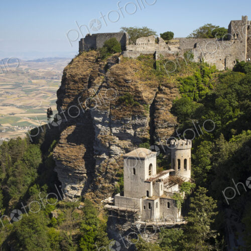 Medieval castle on the hillside in Erice. Medieval castle on the hillside in Erice.